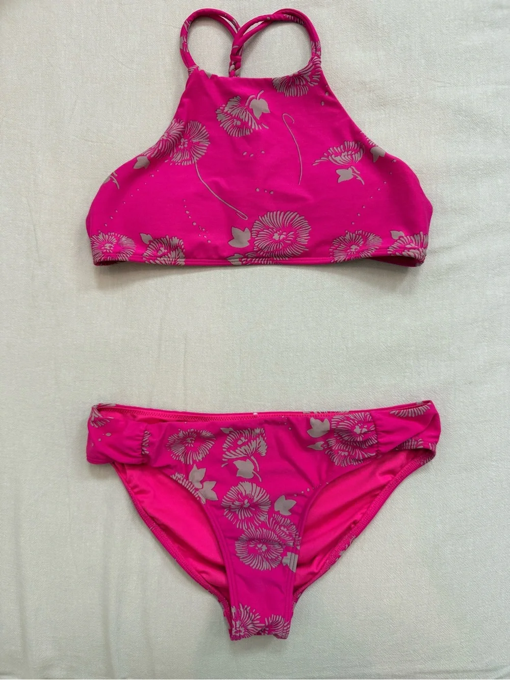 Girls' Hot Pink Floral Two-Piece Swim Bikini